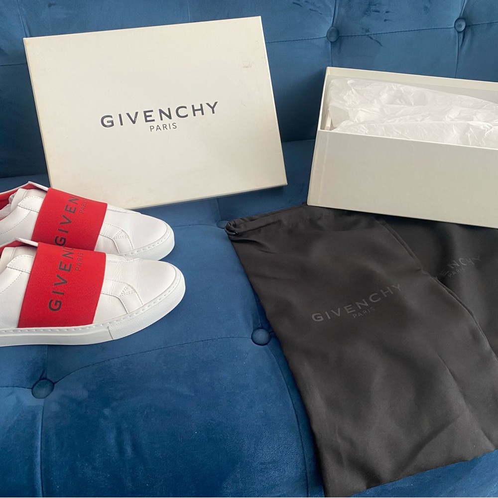 Givenchy Red and White Leather Sneakers
